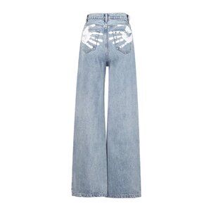 Ann Andelman Palm Print Wide Leg Jeans